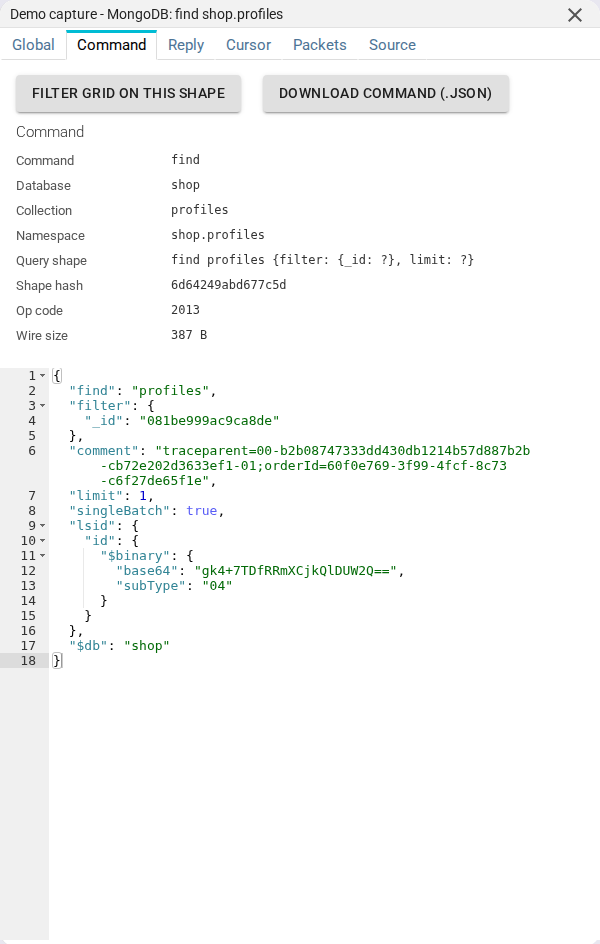 MongoDB Command tab
