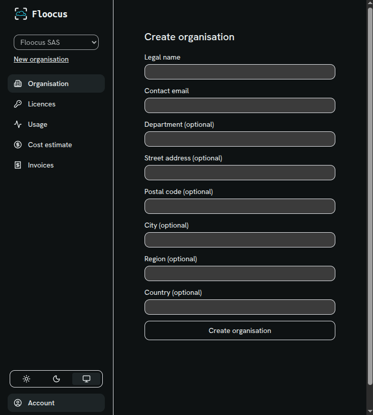 Create Organisation